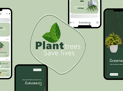 Plant trees and Save lifes- Greenery app design icon typography ui