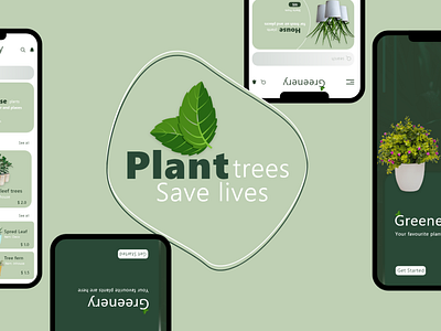 Plant trees and Save lifes- Greenery app design icon typography ui