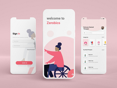 Medical app for physical therapist app design graphic design health and fitness app layout minimal physical therapy ui design uxdesign visual design