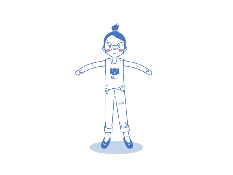 Levitate, Levitate, Levitate! animation blue cat character floating gif girl illustration levitating loop strokes