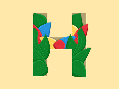 Insert H Word Here 36daysoftype alphabet blue design green h illustration plant red typography yellow