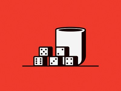Yahtzee! board game chance cup design dice flat game illustration red stack white yahtzee