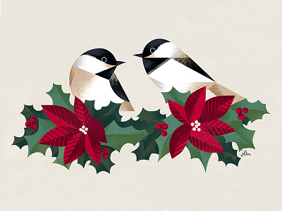 Chickadee holiday card