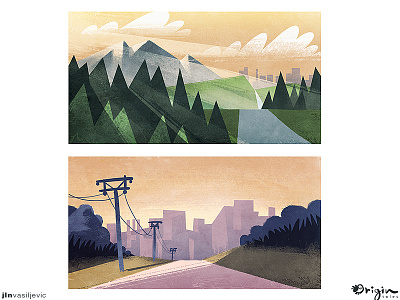 Animation backgrounds animation background city environment illustration landscape nature road