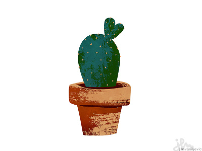 Passive-aggressive Valentine cactus digital drawing illustration love plant valentine