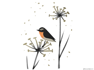 Illustrated calendar 2019. *Whinchat* animal april bird calendar design drawing illustration jelena vasiljevic minimal nature ornithology