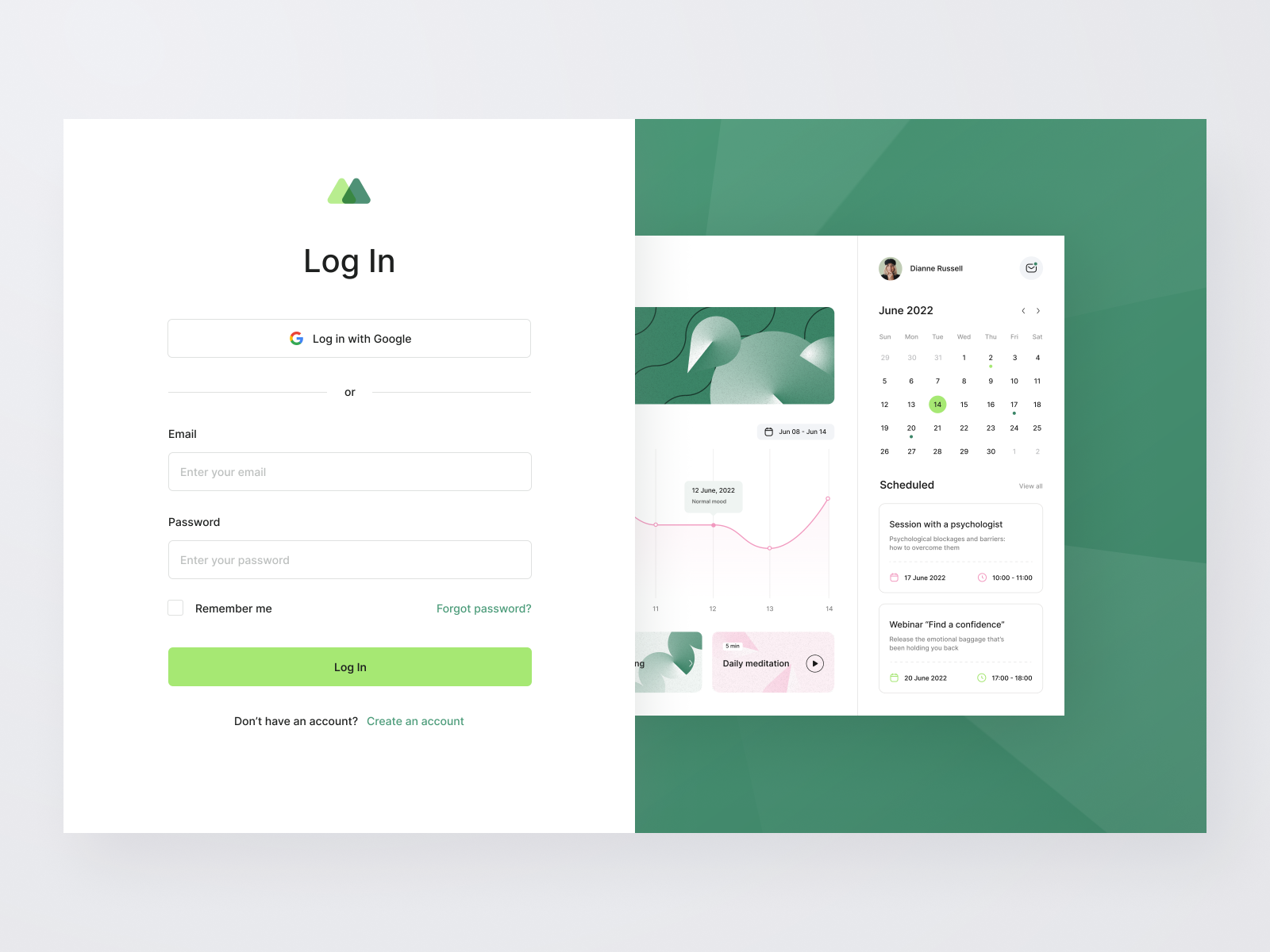 Moody - Mental Health Web App by Tatiana Ivanova for visux on Dribbble