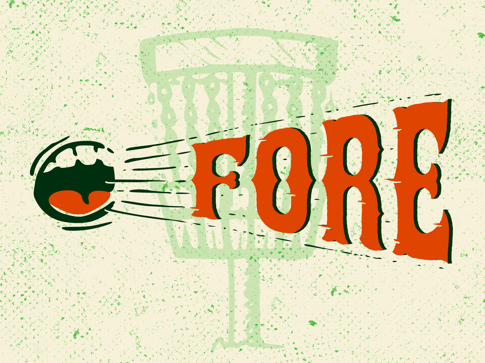 FORE custom design disc golf handmade illustration retro