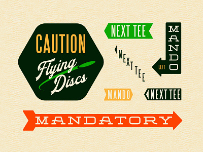 Disc Golf Wayfinding badge custom design disc golf signage typography