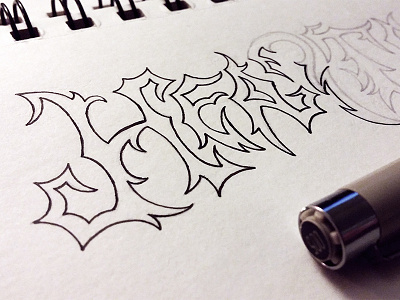 Process custom type ink pen typography