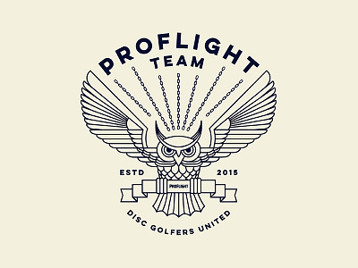 Proflight badge disc disc golf emblem geometric owl vector