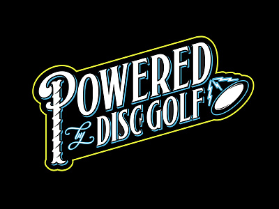 Powered by Disc Golf badge disc golf electricity pin tesla coil vector