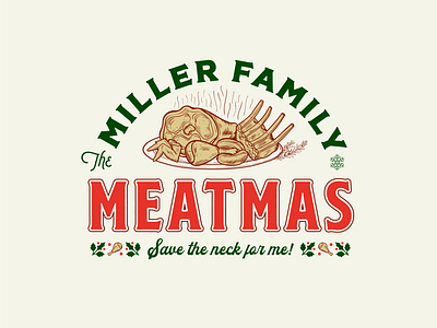 Meatmas badge christmas holiday meat vector