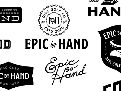Epic by Hand WIP badge branding design disc golf logo