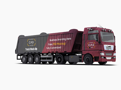 Dump Truck Mockup Free PSD