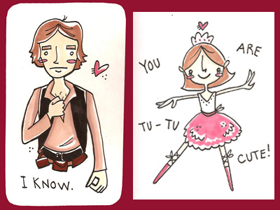 more nerdy vday cards ballerinas han solo puns tutus valentines