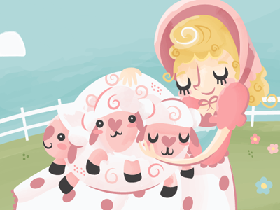 three headed sheeps bo peep illustration sheep