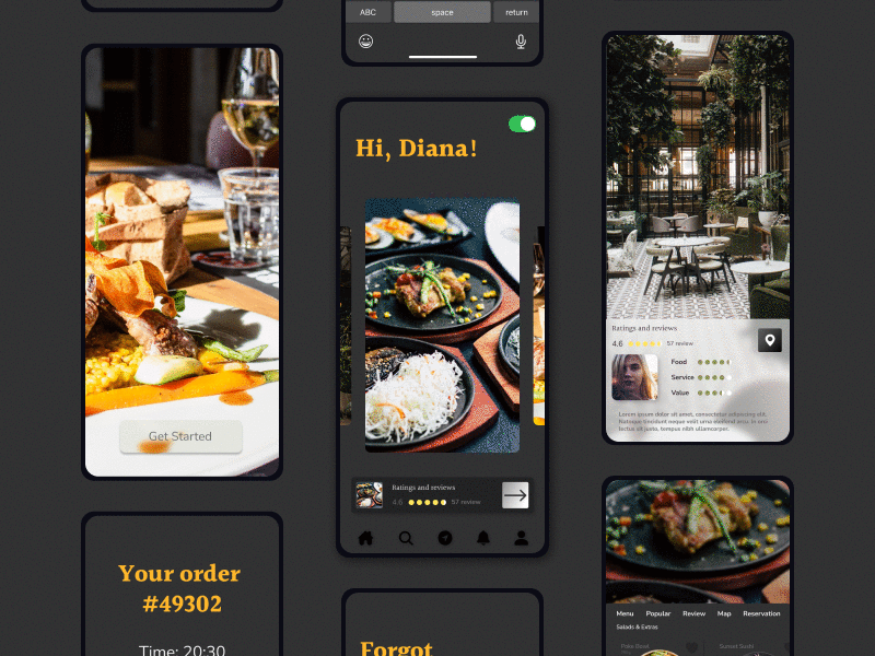 Restaurant booking app animation app booking ui