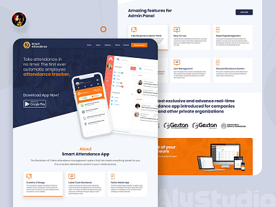 Smart Attendance - App Landing Page dailyui figma modern design website design