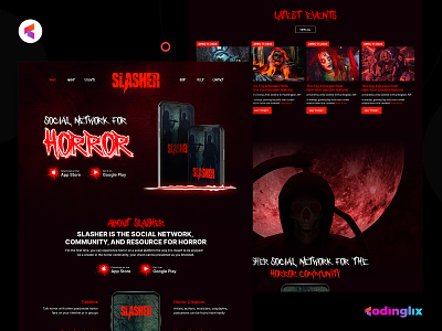 Slasher | Horror Community horror slasher uiux website