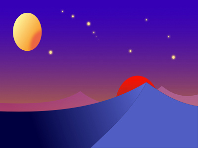 Night in the desert. affinitydesigner design flat illustration minimal vector