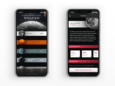 🚀 SPACED app booking dark design ios moon sci fi space spaced spacedchallenge spacex travel