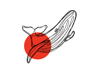 alone, fear black circle design draw dribbble hessanmadr illustrator line art lineart red redhorn whale