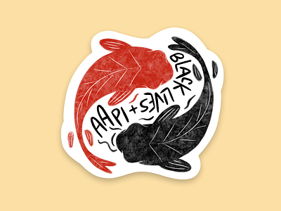 AAPI + Black Lives Koi Fish Sticker aapi design sticker