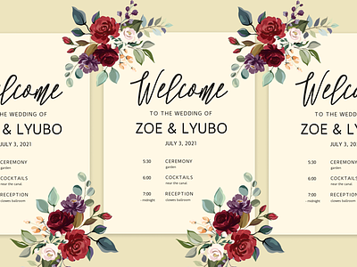 Wedding Sign design floral minimal poster wedding