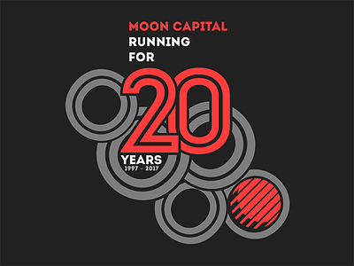 Running for 20 Years circles dark graphic design logo red tshirt