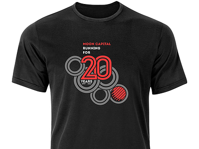 Running 20 Years black circles design gray red t shirt