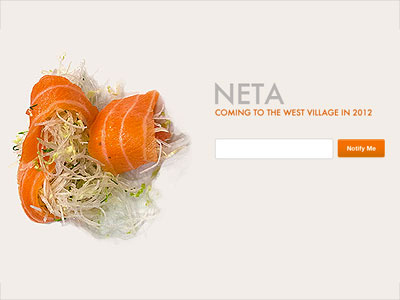 Neta food form landing page signup sushi teaser