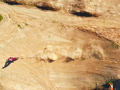 FMX Stunt Landing drone dust fmx freestyle motocross movie sand still stunt