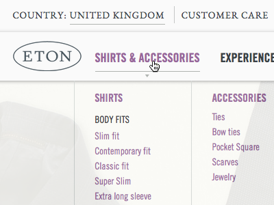 Eton Shirts - Navigation