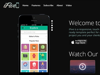 iFive Responsive Landing Page Idea app site iphone5 landing page responsive retina