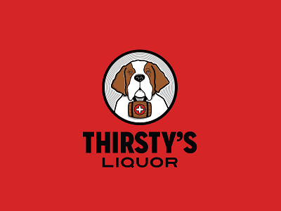 Thirsty's Liquor dog illustration liquor logo saintbernard