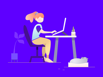 Working from home graphic illustration vector web