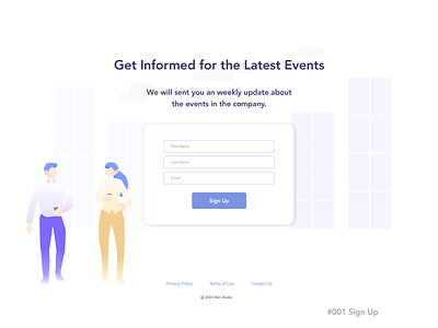 #001 Sign Up daily 100 challenge dailyui design events sketch ui ux web