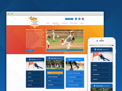 Responsive Home Page Design blue bright clean gradient homepage kids landing page mobile orange responsive sports yellow