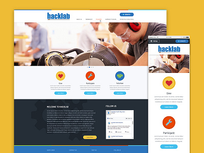 Hacklab Responsive Design color home page icons landing page mobile responsive ui web design