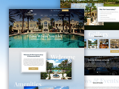 The Conservatory communities desktop hero home page landing page real estate ui ux web design website