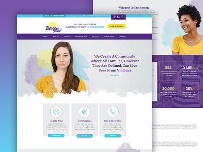 The Beacon call to actions domestic abuse home page landing page non profit typography ui user interface ux web design website