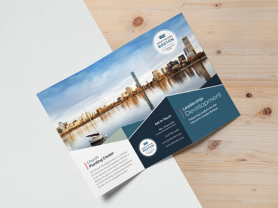 Boston Ministry Brochure blue boston brochure church ministry new england print design tri fold