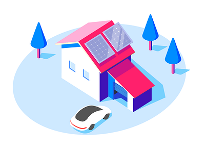 Isometric solar home illustration