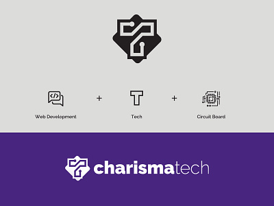 charisma tech branding circuit board logo logo design logotype minimalism shapes symbol tech company visual identity web dev web developer web development