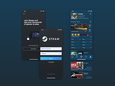 Steam App Redesign app design daily ui dailyuichallenge game store gaming app gaming website redesign concept steam steam redesign ui ui ux ui design uichallenge