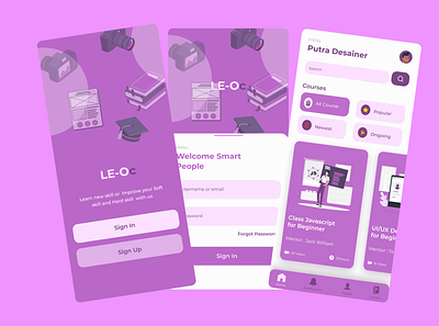UI - LE-Co : Learn Online Course app app design illustration ui ux