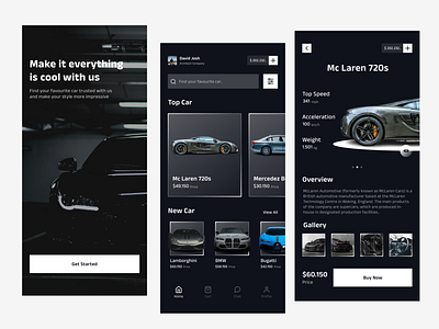 Car Shop ( Showroom car) - Mobile App app design ui ux