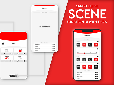 Smart Home Scene Function UI with Flow design mobile app ui