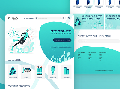 Water World E-Commerce Website UI design ui